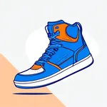 blue and orange high-top athletic sneakers image